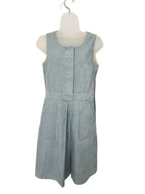 J. Crew: Light Blue Sleeveless Chambray Dress with pockets  100% Cotton size 0